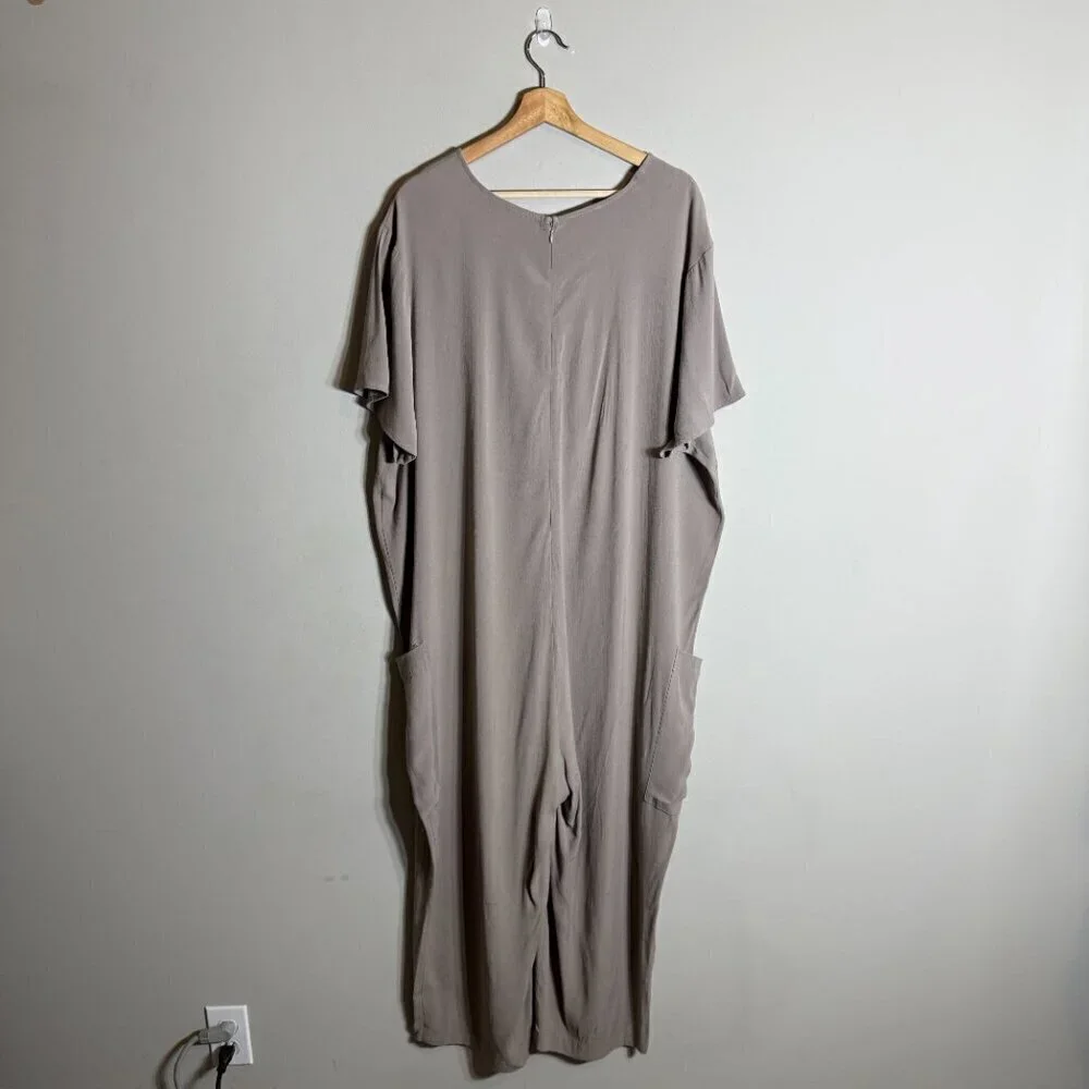 Universal Standard Kia Wide Leg Crop Jumpsuit Women's XL (26-28) Tan Minimalist